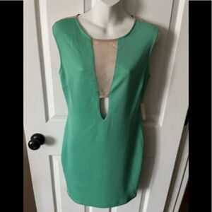 🆕 Mystic green / nude women's sleeveless dress size large
